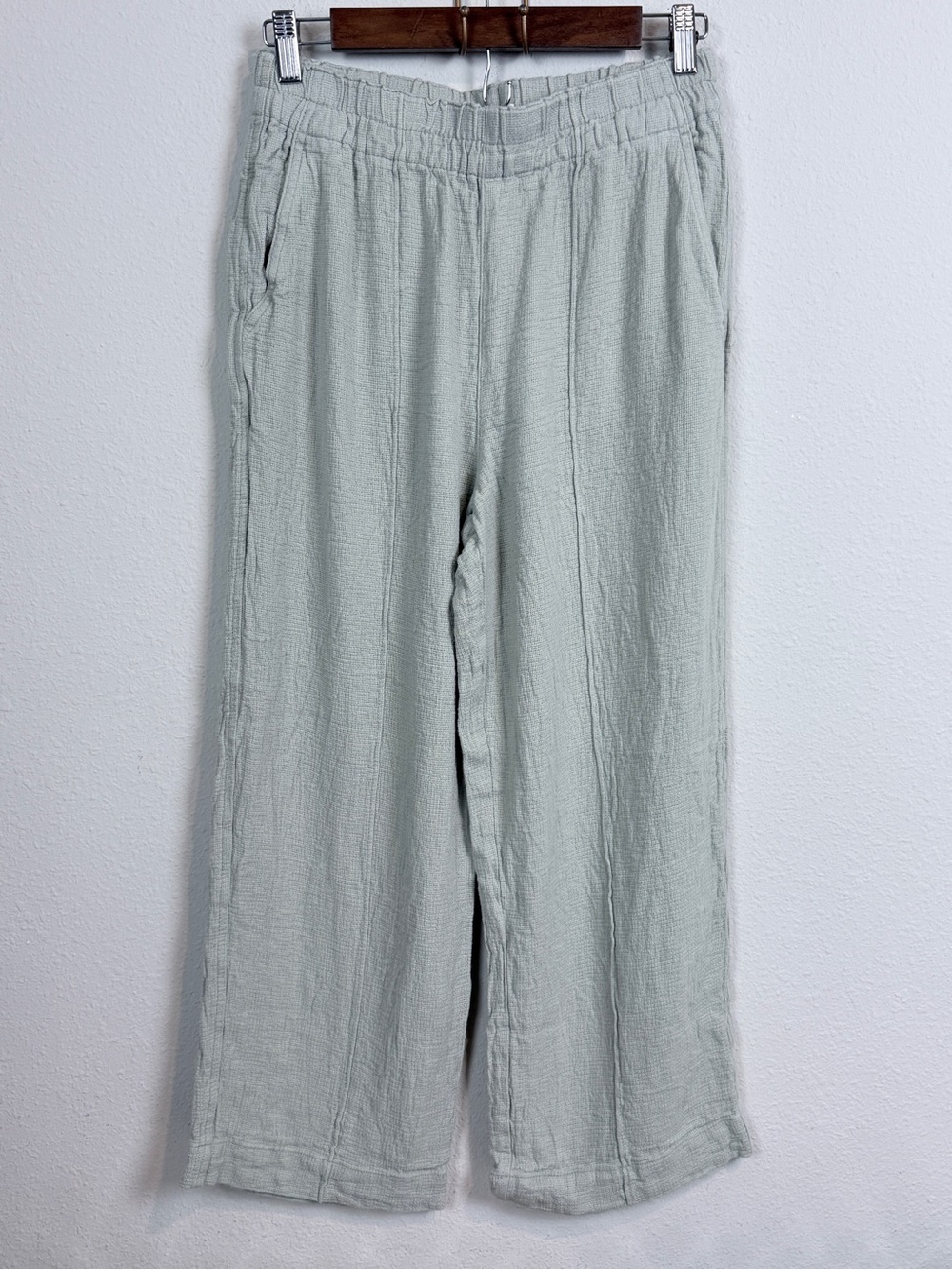 Madewell Light Sage Green Linen-Blend Wide Leg Cropped Pants S
